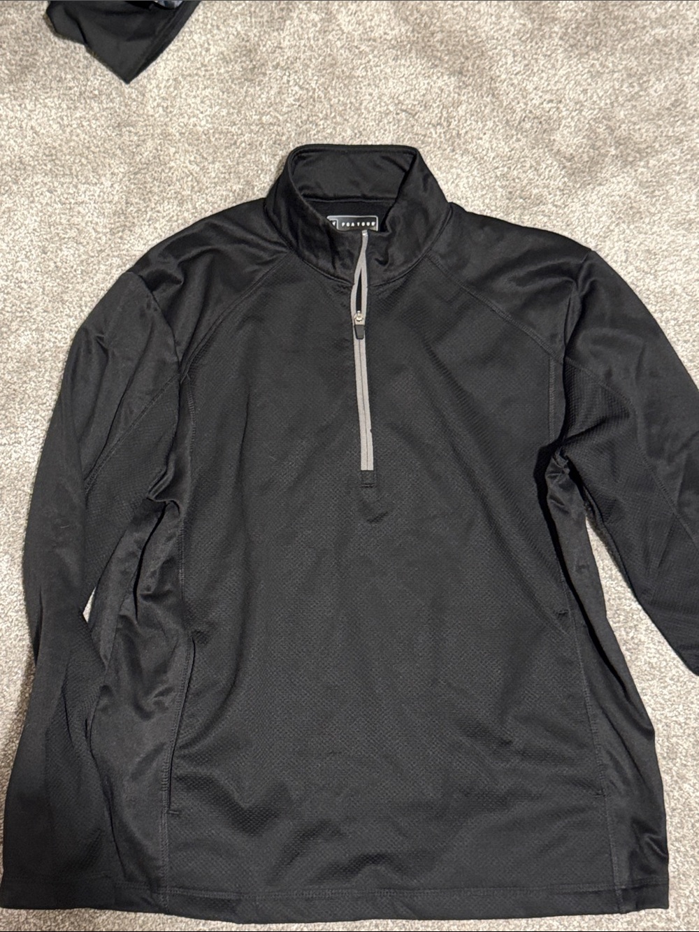 PGA Tour Black Men's Quarter-Zip Performance Pullover with Gray Zip